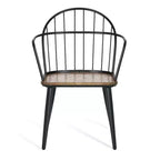 Ensemble de salle à manger 5 pièces avec 4 chaises de salle à manger et table ronde/carrée, Noir+Naturel/Noyer-ModernLuxe