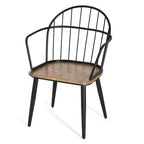 Ensemble de salle à manger 5 pièces avec 4 chaises de salle à manger et table ronde/carrée, Noir+Naturel/Noyer-ModernLuxe