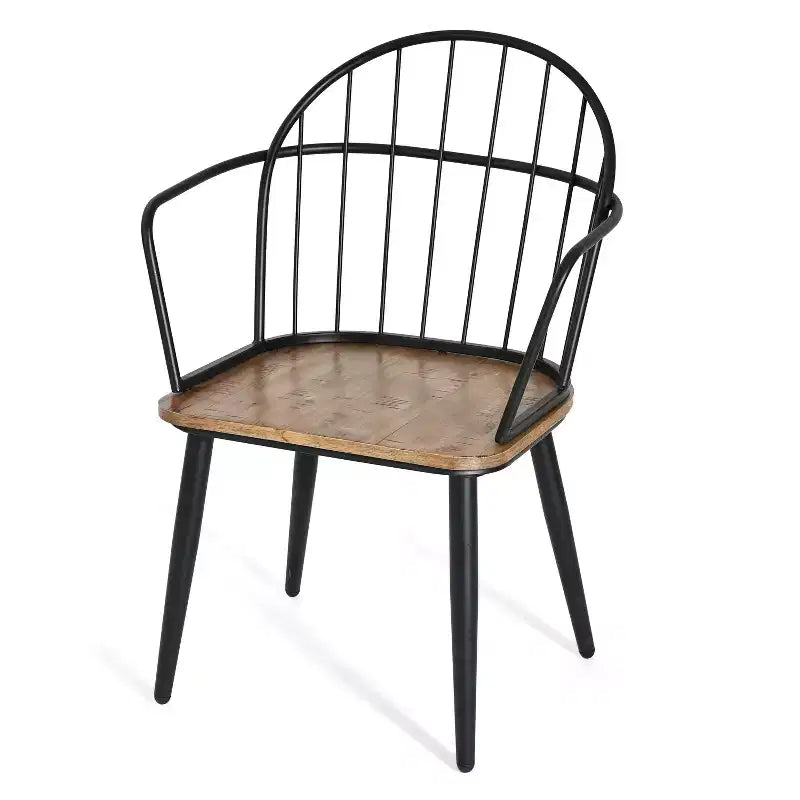 Ensemble de salle à manger 5 pièces avec 4 chaises de salle à manger et table ronde/carrée, Noir+Naturel/Noyer-ModernLuxe