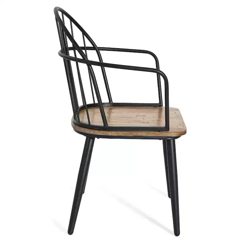 Ensemble de salle à manger 5 pièces avec 4 chaises de salle à manger et table ronde/carrée, Noir+Naturel/Noyer-ModernLuxe