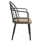 Ensemble de salle à manger 5 pièces avec 4 chaises de salle à manger et table ronde/carrée, Noir+Naturel/Noyer-ModernLuxe