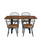 Ensemble de salle à manger 5 pièces avec 4 chaises de salle à manger et table ronde/carrée, Noir+Naturel/Noyer-ModernLuxe