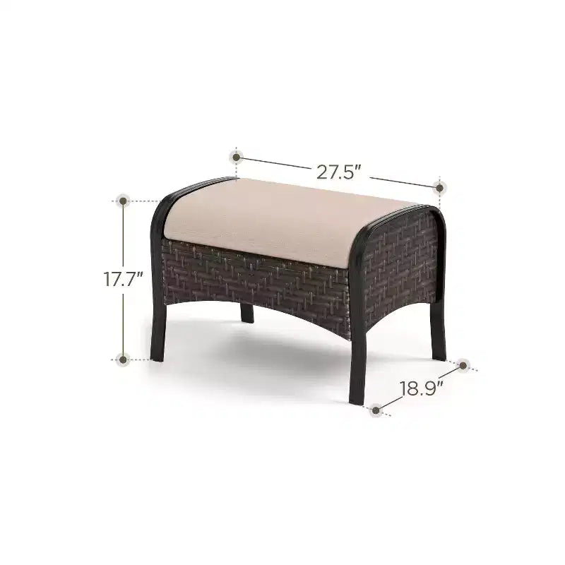 Captiva Designs - Ensemble de 6 pièces de foyer extérieur en métal et rotin avec fauteuils et poufs - Très grand format