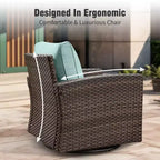 Captiva Designs Ensemble de 8 meubles de jardin en rotin tressé avec canapé rembourré, brasero, poufs et fauteuils individuels