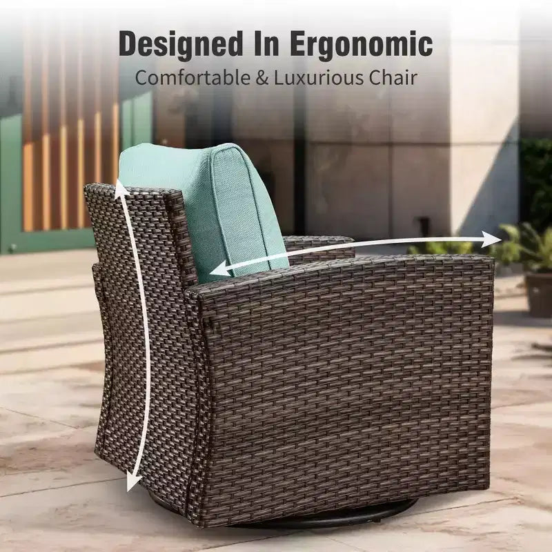 Captiva Designs Ensemble de 8 meubles de jardin en rotin tressé avec canapé rembourré, brasero, poufs et fauteuils individuels