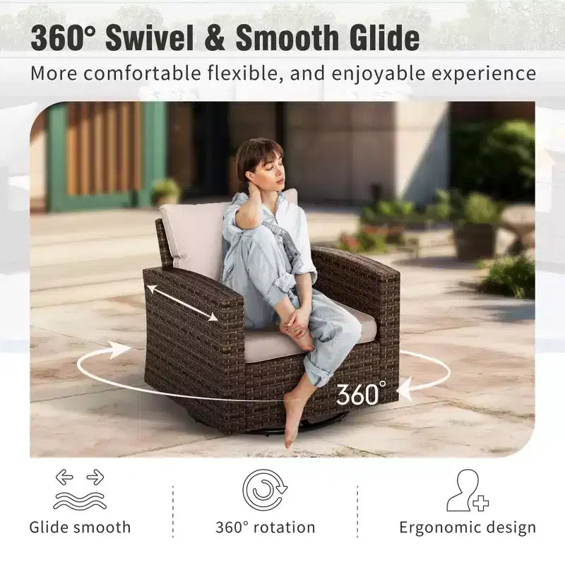 Captiva Designs Ensemble de 8 meubles de jardin en rotin tressé avec canapé rembourré, brasero, poufs et fauteuils individuels