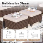 Captiva Designs Salon de jardin 8 pièces en rotin tressé avec coussins, brasero, poufs et fauteuils individuels