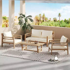 Christopher Knight Home Behram Ensemble de 4 fauteuils d'extérieur en bois d'acacia à lattes, Beige
