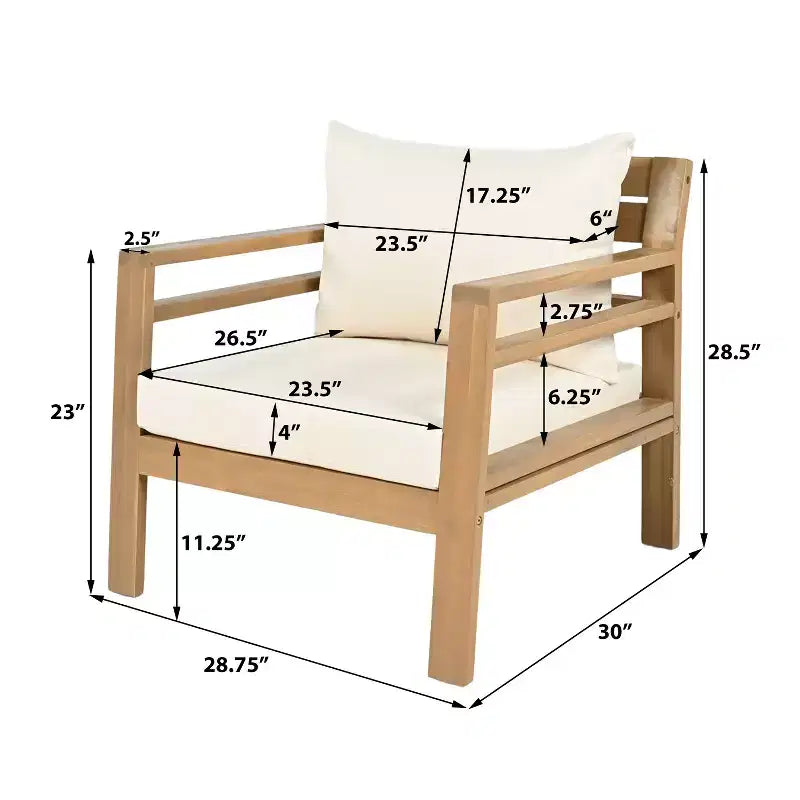 Christopher Knight Home Behram Ensemble de 4 fauteuils d'extérieur en bois d'acacia à lattes, Beige