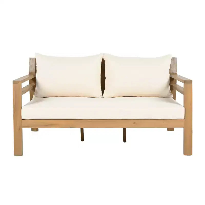 Christopher Knight Home Behram Ensemble de 4 fauteuils d'extérieur en bois d'acacia à lattes, Beige