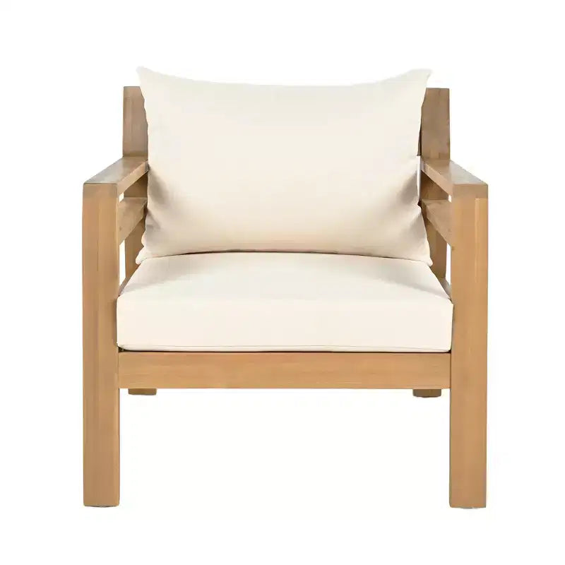 Christopher Knight Home Behram Ensemble de 4 fauteuils d'extérieur en bois d'acacia à lattes, Beige