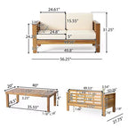 Christopher Knight Home Rabun Salon de discussion extérieur 4 places en bois d'acacia avec coussins
