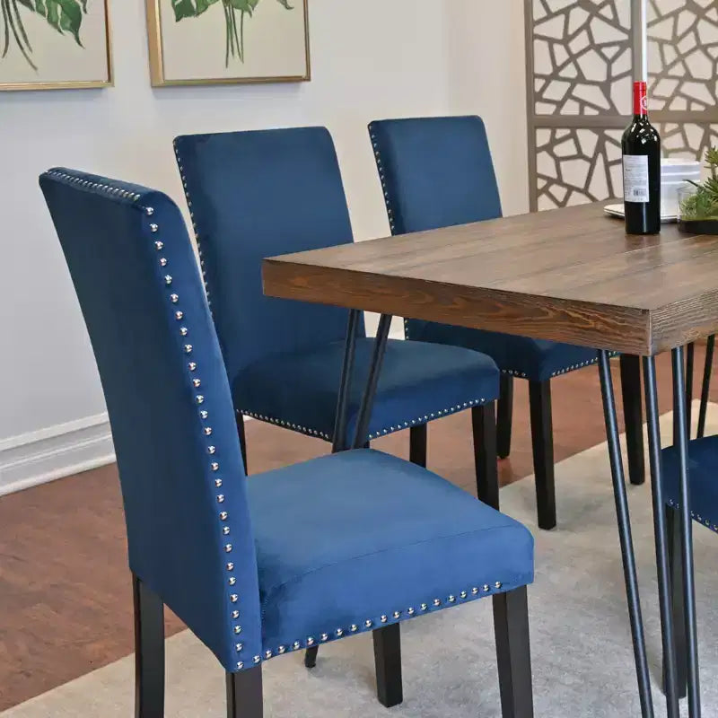 Ensemble de salle à manger Ashzo de Roundhill Furniture, table à manger avec pieds épingles et 6 chaises, 7 pièces
