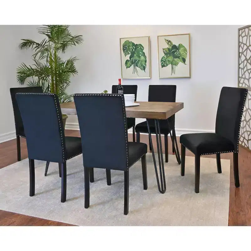 Ensemble de salle à manger Ashzo de Roundhill Furniture, table à manger avec pieds épingles et 6 chaises, 7 pièces