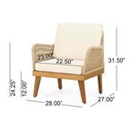 GDFStudio Hueber Ensemble de Conversation d'Extérieur 4 Places en Bois d'Acacia et Corde avec Coussins, Teck, Marron Clair et Beige