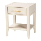Ensemble de chambre à baldaquin 4 pièces en bois cannelé ivoire Primrose Mid-Century Baxton Studio