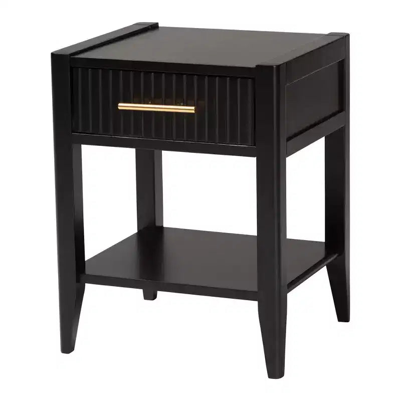 Ensemble de chambre à baldaquin 4 pièces en bois cannelé ivoire Primrose Mid-Century Baxton Studio