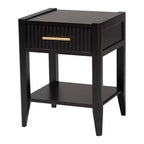 Ensemble de chambre à baldaquin 4 pièces en bois cannelé ivoire Primrose Mid-Century Baxton Studio