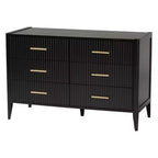 Ensemble de chambre à baldaquin 4 pièces en bois cannelé ivoire Primrose Mid-Century Baxton Studio