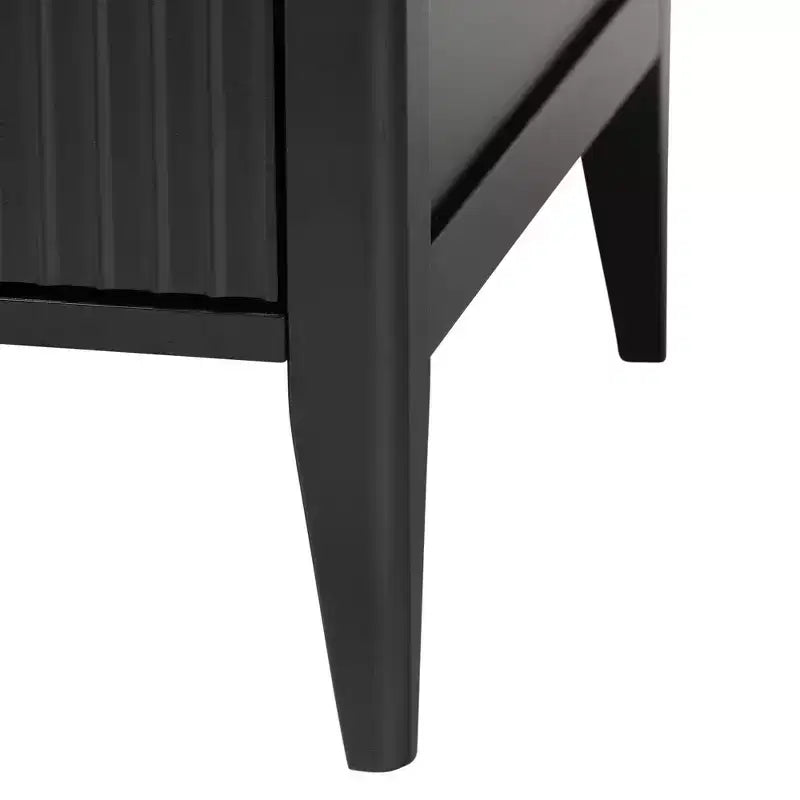 Ensemble de chambre à baldaquin 4 pièces en bois cannelé ivoire Primrose Mid-Century Baxton Studio
