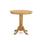 HomeStock JAPB5-OAK-W Ensemble de salle à manger 5 pièces hauteur comptoir table ronde 4 chaises chêne