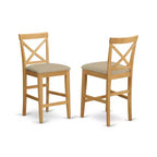 HomeStock JAPB5-OAK-W Ensemble de salle à manger 5 pièces hauteur comptoir table ronde 4 chaises chêne