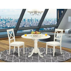 HomeStock Modern Round Dining Table Set Linen White