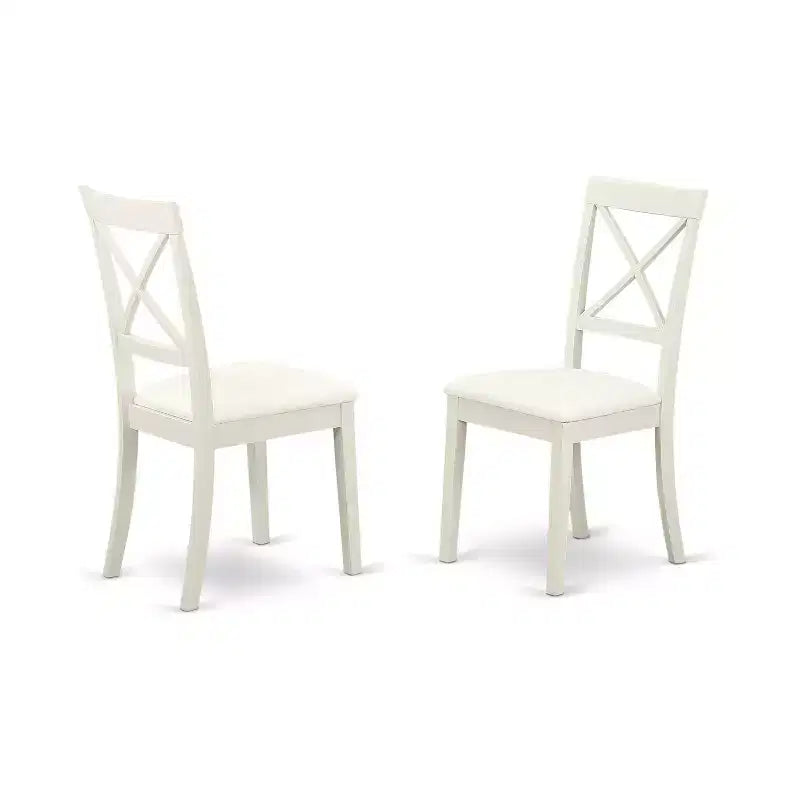 Ensemble de table à manger ronde moderne HomeStock, blanc lin
