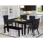 HomeStock Duda 6 Piece Dining Table Set Black Wood Modern
