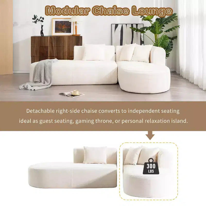 Canapé d'angle incurvé rembourré de style moderne 107,5 W, canapé d'angle élégant 2 pièces - HABITRIO