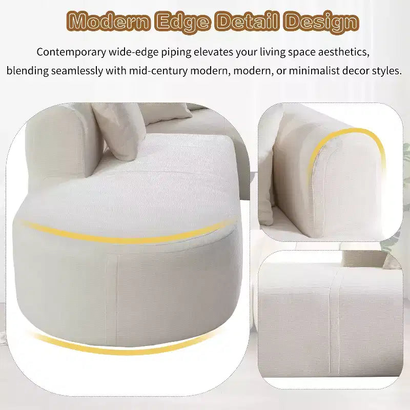 Canapé d'angle incurvé rembourré de style moderne 107,5 W, canapé d'angle élégant 2 pièces - HABITRIO