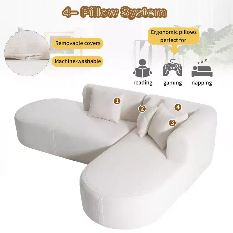Canapé d'angle incurvé rembourré de style moderne 107,5 W, canapé d'angle élégant 2 pièces - HABITRIO