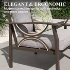 Ensemble de mobilier de jardin Heynemo, ensemble de 7 meubles de salon de jardin avec table d'appoint et poufs, ensemble de meubles en métal pour porche, cour arrière, jardin