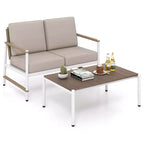 Costway Ensemble de Meubles de Jardin 2 Pièces Canapé Causeuse avec Table Basse Coussins Épais