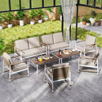 Costway Ensemble de Meubles de Jardin 2 Pièces Canapé Causeuse avec Table Basse Coussins Épais