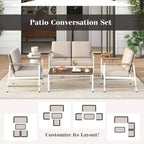 Costway Ensemble de Meubles de Jardin 2 Pièces Canapé Causeuse avec Table Basse Coussins Épais