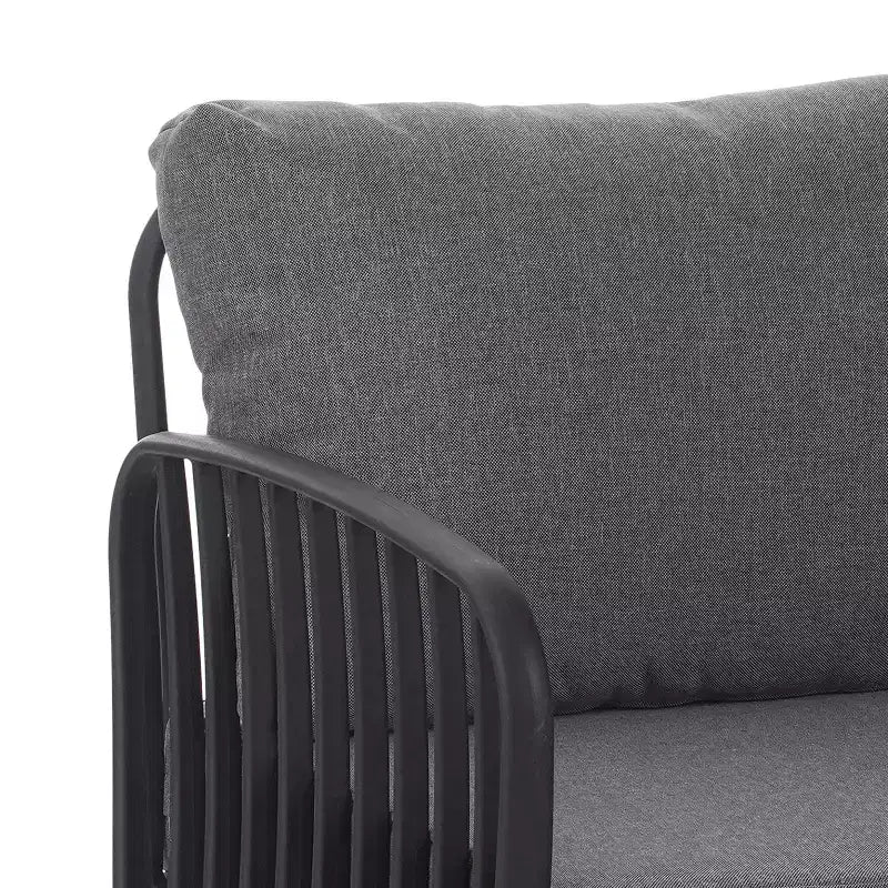 Ensemble de mobilier de patio moderne 4 ou 6 pièces avec table basse carrée, ensemble de conversation avec coussins imperméables, noir/blanc - ModernLuxe