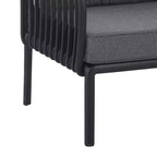 Ensemble de mobilier de patio moderne 4 ou 6 pièces avec table basse carrée, ensemble de conversation avec coussins imperméables, noir/blanc - ModernLuxe