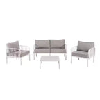 Ensemble de mobilier de patio moderne 4 ou 6 pièces avec table basse carrée, ensemble de conversation avec coussins imperméables, noir/blanc - ModernLuxe