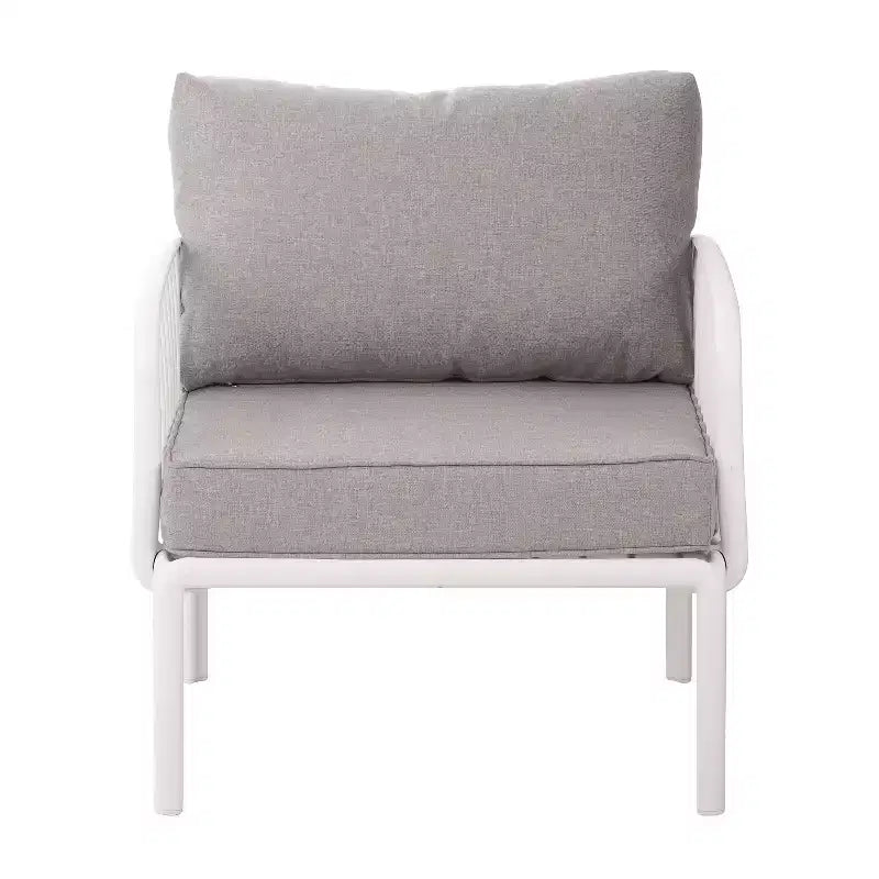 Ensemble de mobilier de patio moderne 4 ou 6 pièces avec table basse carrée, ensemble de conversation avec coussins imperméables, noir/blanc - ModernLuxe