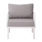 Ensemble de mobilier de patio moderne 4 ou 6 pièces avec table basse carrée, ensemble de conversation avec coussins imperméables, noir/blanc - ModernLuxe