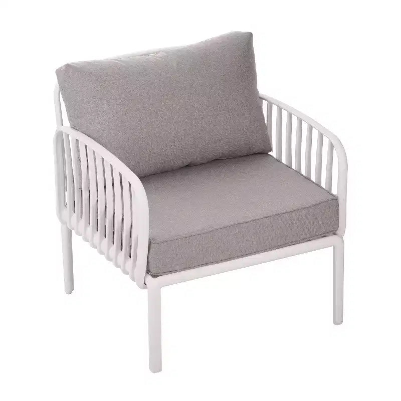 Ensemble de mobilier de patio moderne 4 ou 6 pièces avec table basse carrée, ensemble de conversation avec coussins imperméables, noir/blanc - ModernLuxe