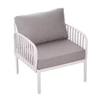 Ensemble de mobilier de patio moderne 4 ou 6 pièces avec table basse carrée, ensemble de conversation avec coussins imperméables, noir/blanc - ModernLuxe
