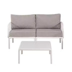 Ensemble de mobilier de patio moderne 4 ou 6 pièces avec table basse carrée, ensemble de conversation avec coussins imperméables, noir/blanc - ModernLuxe