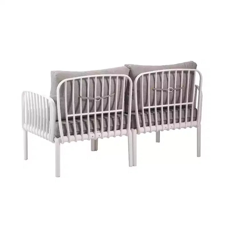 Ensemble de mobilier de patio moderne 4 ou 6 pièces avec table basse carrée, ensemble de conversation avec coussins imperméables, noir/blanc - ModernLuxe