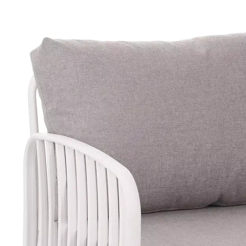 Ensemble de mobilier de patio moderne 4 ou 6 pièces avec table basse carrée, ensemble de conversation avec coussins imperméables, noir/blanc - ModernLuxe