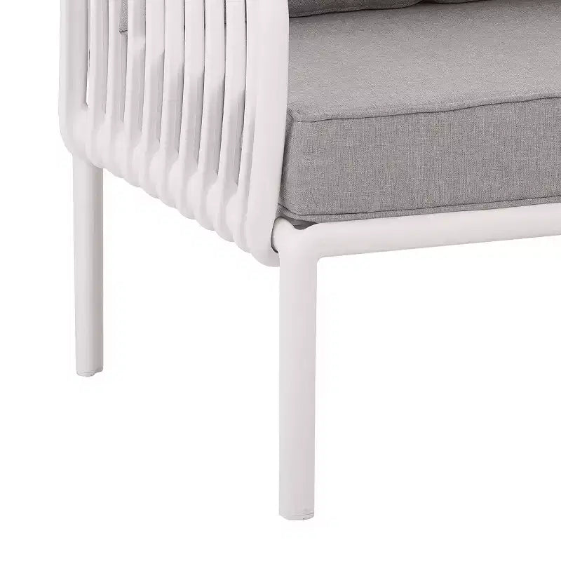 Ensemble de mobilier de patio moderne 4 ou 6 pièces avec table basse carrée, ensemble de conversation avec coussins imperméables, noir/blanc - ModernLuxe