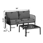 Ensemble de mobilier de patio moderne 4 ou 6 pièces avec table basse carrée, ensemble de conversation avec coussins imperméables, noir/blanc - ModernLuxe