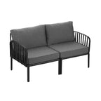 Ensemble de mobilier de patio moderne 4 ou 6 pièces avec table basse carrée, ensemble de conversation avec coussins imperméables, noir/blanc - ModernLuxe