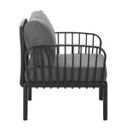 Ensemble de mobilier de patio moderne 4 ou 6 pièces avec table basse carrée, ensemble de conversation avec coussins imperméables, noir/blanc - ModernLuxe